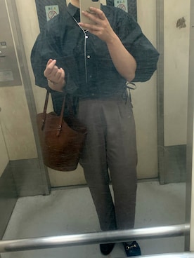 「Ameri（アメリ）のアイテム（スラックス）」を使った、pennnennさん（レディース・165cm）の秋コーディネート