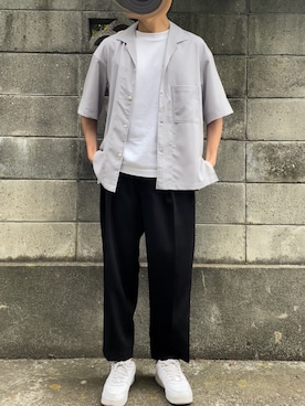 「WYM LIDNM（ウィム バイ リドム）のアイテム（スラックス）」を使った、mos【モス】さん（メンズ・170cm）の夏コーディネート