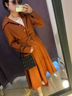 「アイテム（トレンチコート、オレンジ系）」を使った、めぐさん（レディース・158cm）の春コーディネート