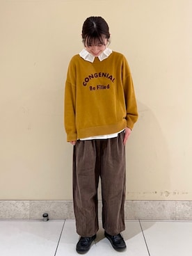 「ロゴニット」｜「アイテム（その他シューズ）」を使った、はなさん（レディース・159cm）の秋コーディネート