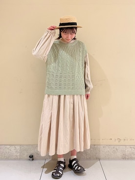 「サマンサモスモス」｜「アイテム（シャツワンピース）」を使った、はなさん（レディース・159cm）の冬コーディネート