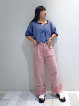「ロールアップ」｜「アイテム（キャミソール）」を使った、ななかさん（レディース・161cm）の夏コーディネート