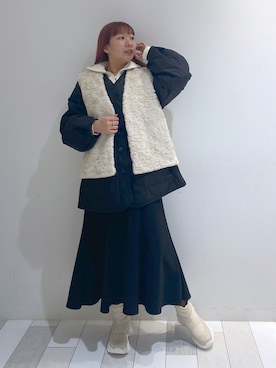 「スニーカーブーツ」｜「アイテム（ジャケット/アウター）」を使った、ななかさん（レディース・161cm）の冬コーディネート