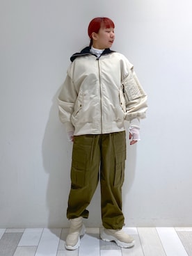 「スニーカーブーツ」｜「アイテム（ジャケット/アウター）」を使った、ななかさん（レディース・161cm）の冬コーディネート