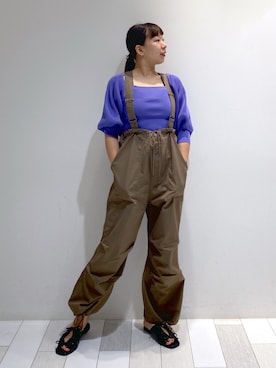 「w closet（ダブルクローゼット）のアイテム（オールインワン・サロペット）」を使った、ななかさん（レディース・161cm）の夏コーディネート