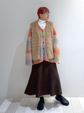 「ハイネックトップス」｜ななかさん（レディース・161cm）の冬コーディネート