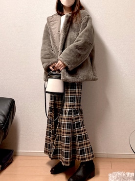 「Mila Owen（ミラオーウェン）のアイテム（その他アウター）」を使った、aiさん（レディース・161cm）の冬コーディネート
