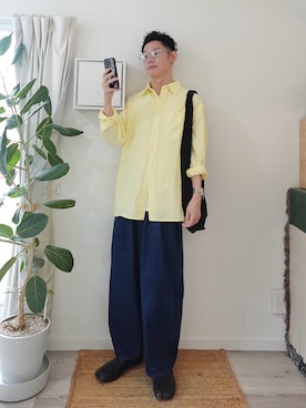 「Hender Scheme（エンダースキーマ）のazuma bag big（トートバッグ、ブラック系）」を使った、kimamaniさん（メンズ・175cm）の春コーディネート