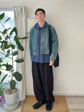 「アイテム（デニムジャケット）」を使った、kimamaniさん（メンズ・175cm）の冬コーディネート