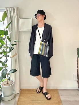 「アイテム（カーディガン/ボレロ）」を使った、kimamaniさん（メンズ・175cm）の夏コーディネート