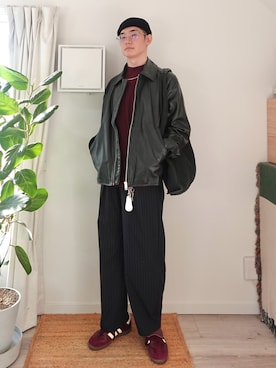 「MAISON SPECIAL（メゾンスペシャル）の【世界最高峰】EMILCOTONI/エミルコットーニ SUVINコットンモックネックニット【MAISON SPECIAL/メゾンスペシャル】（ニット/セーター、レッド系）」を使った、kimamaniさん（メンズ・175cm）の冬コーディネート