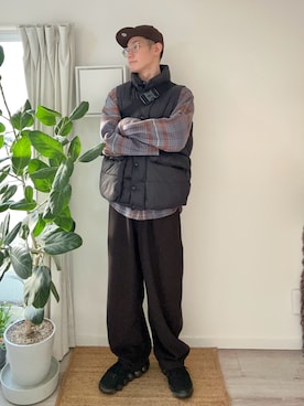 「アイテム（ダウンベスト）」を使った、kimamaniさん（メンズ・175cm）の冬コーディネート