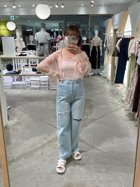 「one after another NICE CLAUP（ワンアフターアナザーナイスクラップ）のスニーカー底グルカサンダル（サンダル）」を使った、れいなさん（レディース・160cm）の夏コーディネート