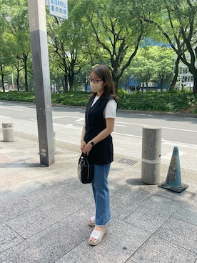 「one after another NICE CLAUP（ワンアフターアナザーナイスクラップ）のアイテム（デニムパンツ）」を使った、れいなさん（レディース・160cm）の夏コーディネート