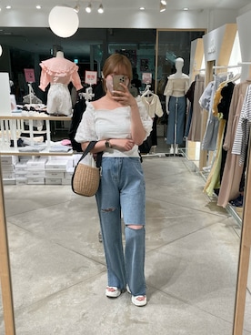 「コットンレース」｜れいなさん（レディース・160cm）の春コーディネート