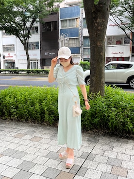 「nice claup」｜「アイテム（帽子）」を使った、れいなさん（レディース・160cm）の夏コーディネート