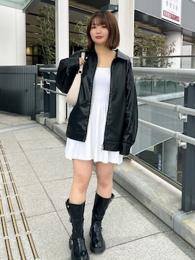 「韓国コーデ」｜「アイテム（ブルゾン）」を使った、いけだまいかさん（レディース・153cm）の冬コーディネート