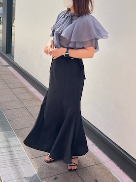 「one after another NICE CLAUP（ワンアフターアナザーナイスクラップ）の2way/ボウタイフレアスリーブブラウス（シャツ/ブラウス）」を使った、いけだまいかさん（レディース・153cm）の夏コーディネート