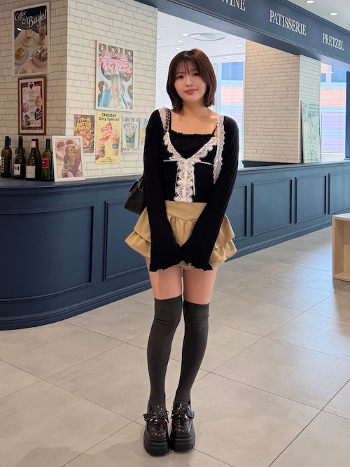 ♡新品♡雑誌掲載♡ニット&amp;レースキャミセット♡アプ♡ クロスニット＆サイドレースアップキャミワンピセット | one after