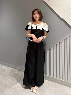 「one after another NICE CLAUP(ワンアフターアナザーナイスクラップ)の2WAYチェーンショルダーバッグ(ショルダーバッグ、ブルー系)」を使った、まいかさん(レディース・153cm)の春コーディネート