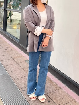 「Seemi. byNICECLAUP（ シーミーバイナイスクラップ）のアイテム（テーラードジャケット）」を使った、いけだまいかさん（レディース・153cm）の春コーディネート