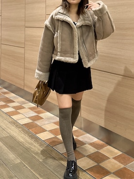 「one after another NICE CLAUP（ワンアフターアナザーナイスクラップ）のアイテム（ムートンコート）」を使った、いけだまいかさん（レディース・153cm）の秋コーディネート