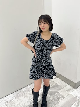 「one after another NICE CLAUP（ワンアフターアナザーナイスクラップ）のアイテム（チュニック）」を使った、いけだまいかさん（レディース・153cm）の春コーディネート