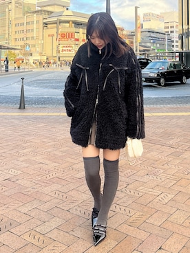 「one after another NICE CLAUP（ワンアフターアナザーナイスクラップ）のアイテム（ブルゾン）」を使った、いけだまいかさん（レディース・153cm）の冬コーディネート
