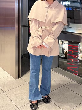 「ほめられ本命コーデ」｜「アイテム（トレンチコート）」を使った、いけだまいかさん（レディース・153cm）の冬コーディネート
