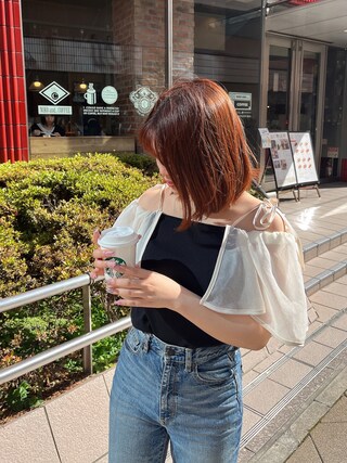 one after another フレア袖異素材トップス one after another NICE CLAUP（ワンアフターアナザーナイ