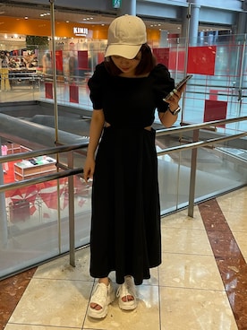 「one after another NICE CLAUP（ワンアフターアナザーナイスクラップ）のアイテム（キャップ）」を使った、いけだまいかさん（レディース・153cm）の夏コーディネート