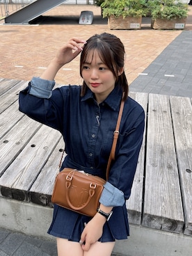 「one after another NICE CLAUP（ワンアフターアナザーナイスクラップ）のアイテム（デニムスカート）」を使った、いけだまいかさん（レディース・153cm）の秋コーディネート