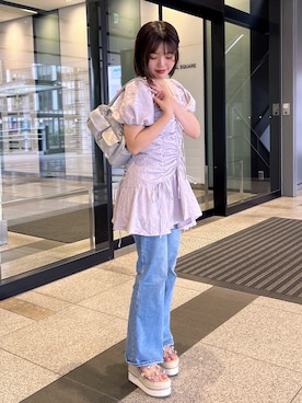 「one after another NICE CLAUP（ワンアフターアナザーナイスクラップ）のアイテム（チュニック）」を使った、いけだまいかさん（レディース・153cm）の春コーディネート