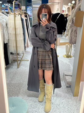 「one after another NICE CLAUP（ワンアフターアナザーナイスクラップ）のアイテム（トレンチコート）」を使った、いけだまいかさん（レディース・153cm）の冬コーディネート