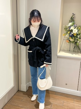 「one after another NICE CLAUP（ワンアフターアナザーナイスクラップ）のアイテム（その他アウター）」を使った、尾上綾乃さん（レディース・156cm）の冬コーディネート