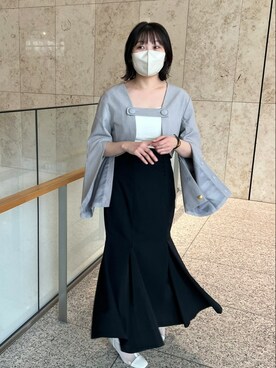「#今日のコーデ」｜「アイテム（ノーカラージャケット）」を使った、尾上綾乃さん（レディース・156cm）の春コーディネート