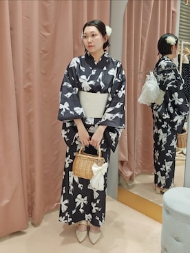 「アイテム（バレッタ/ヘアクリップ）」を使った、ayano.さん（レディース・156cm）の夏コーディネート