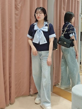 「半袖ニット」｜ayano.さん（レディース・156cm）の春コーディネート
