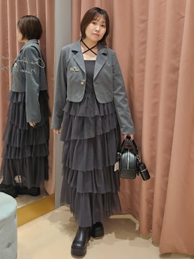 「one after another NICE CLAUP（ワンアフターアナザーナイスクラップ）のアイテム（ブーツ）」を使った、尾上綾乃さん（レディース・156cm）の冬コーディネート