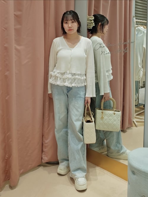 サイズ展開あり】レースポケットワイドパンツ（デニムパンツ）｜one
