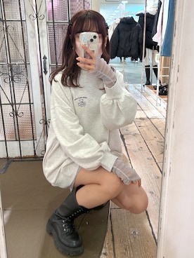 「スクエアトゥ」｜「アイテム（スウェット）」を使った、karenさん（レディース・166cm）の冬コーディネート