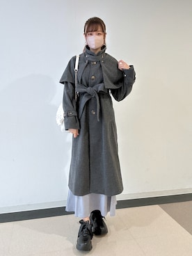 「OLIVE des OLIVE（オリーブデオリーブ）のアイテム（ステンカラーコート）」を使った、karenさん（レディース・166cm）の夏コーディネート