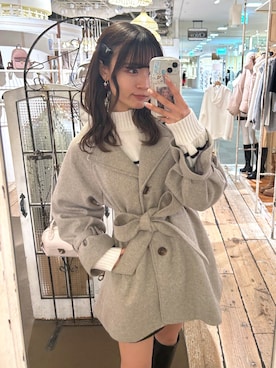「OLIVE des OLIVE（オリーブデオリーブ）のアイテム（ステンカラーコート）」を使った、karenさん（レディース・166cm）の冬コーディネート