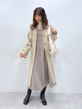 「OLIVE des OLIVE（オリーブデオリーブ）のアイテム（ステンカラーコート）」を使った、karenさん（レディース・166cm）の秋コーディネート