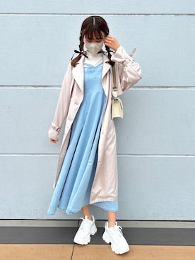 「キャミワンピ」｜「アイテム（トレンチコート）」を使った、karenさん（レディース・166cm）の春コーディネート