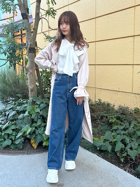 「ボウタイブラウス」｜「アイテム（トレンチコート）」を使った、karenさん（レディース・166cm）の春コーディネート