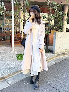 「OLIVE des OLIVE（オリーブデオリーブ）のアイテム（ステンカラーコート）」を使った、karenさん（レディース・166cm）の冬コーディネート