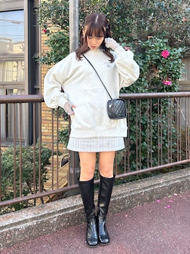 「スクエアトゥ」｜「アイテム（スウェット）」を使った、karenさん（レディース・166cm）の冬コーディネート