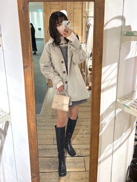 「OLIVE des OLIVE（オリーブデオリーブ）のアイテム（ステンカラーコート）」を使った、karenさん（レディース・166cm）の冬コーディネート