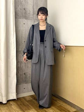 「PAGEBOY（ページボーイ）の【セットアップ対応】チェックMIXジャケット 《2サイズ展開》（テーラードジャケット）」を使った、Risakoさん（レディース・164cm）の夏コーディネート